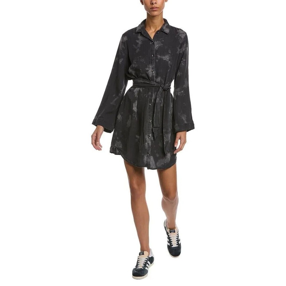 Bella Dahl Mini Shirt Dress Women's Slate Grays Tie Waist Small